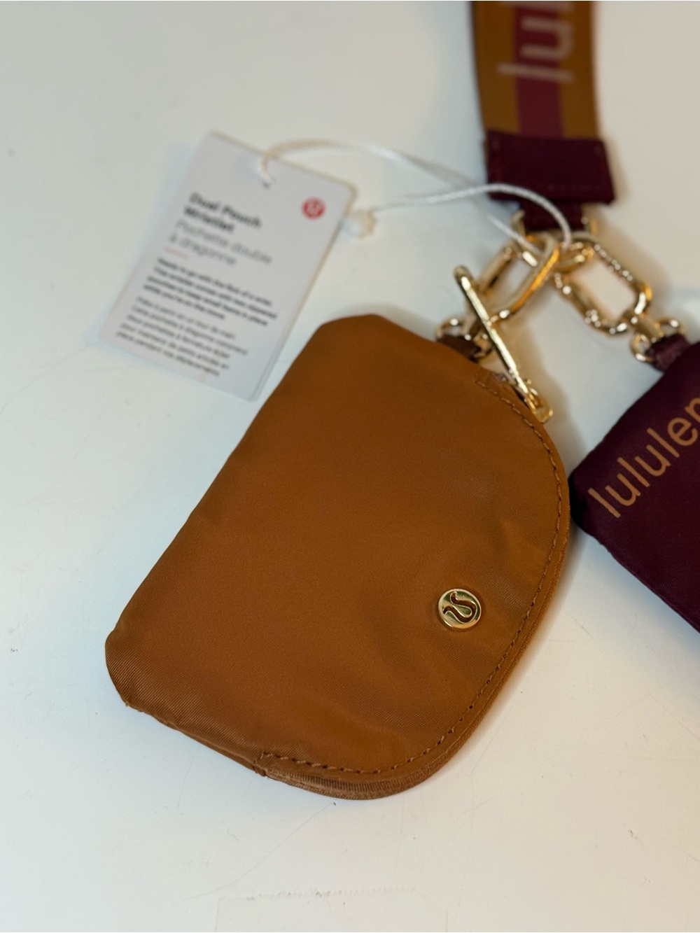 lululemon Dual Pouch Wristlet in Cognac Brown & Burgundy - Picture 6 of 7